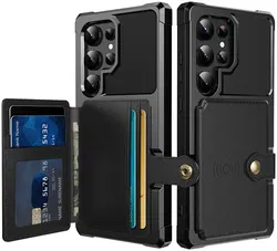 Samsung Galaxy S24 Ultra 3 in 1 Back Cover Portemonnee Hoesje Zwart afbeelding