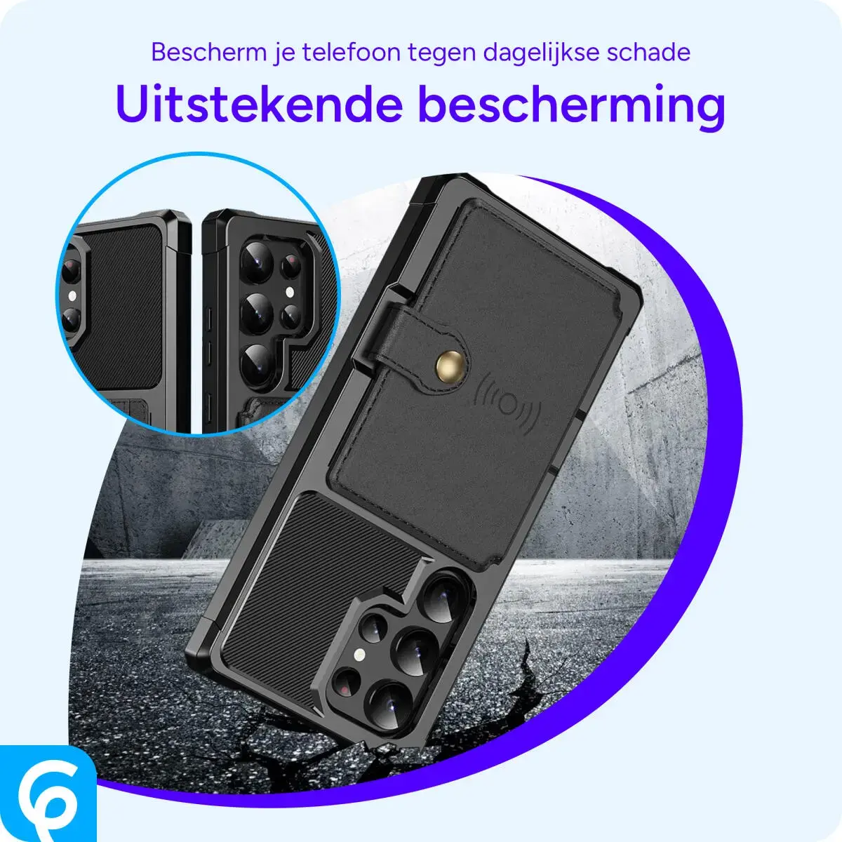 Samsung Galaxy S24 Ultra 3 in 1 Back Cover Portemonnee Hoesje Zwart afbeelding 6