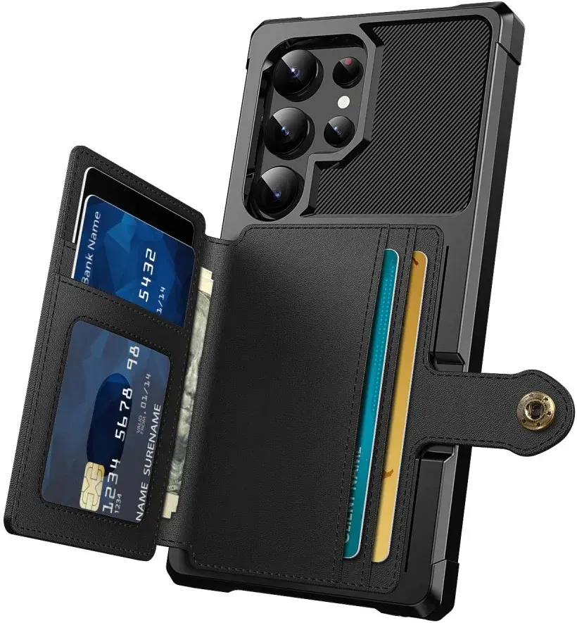 Samsung Galaxy S24 Ultra 3 in 1 Back Cover Portemonnee Hoesje Zwart afbeelding 2
