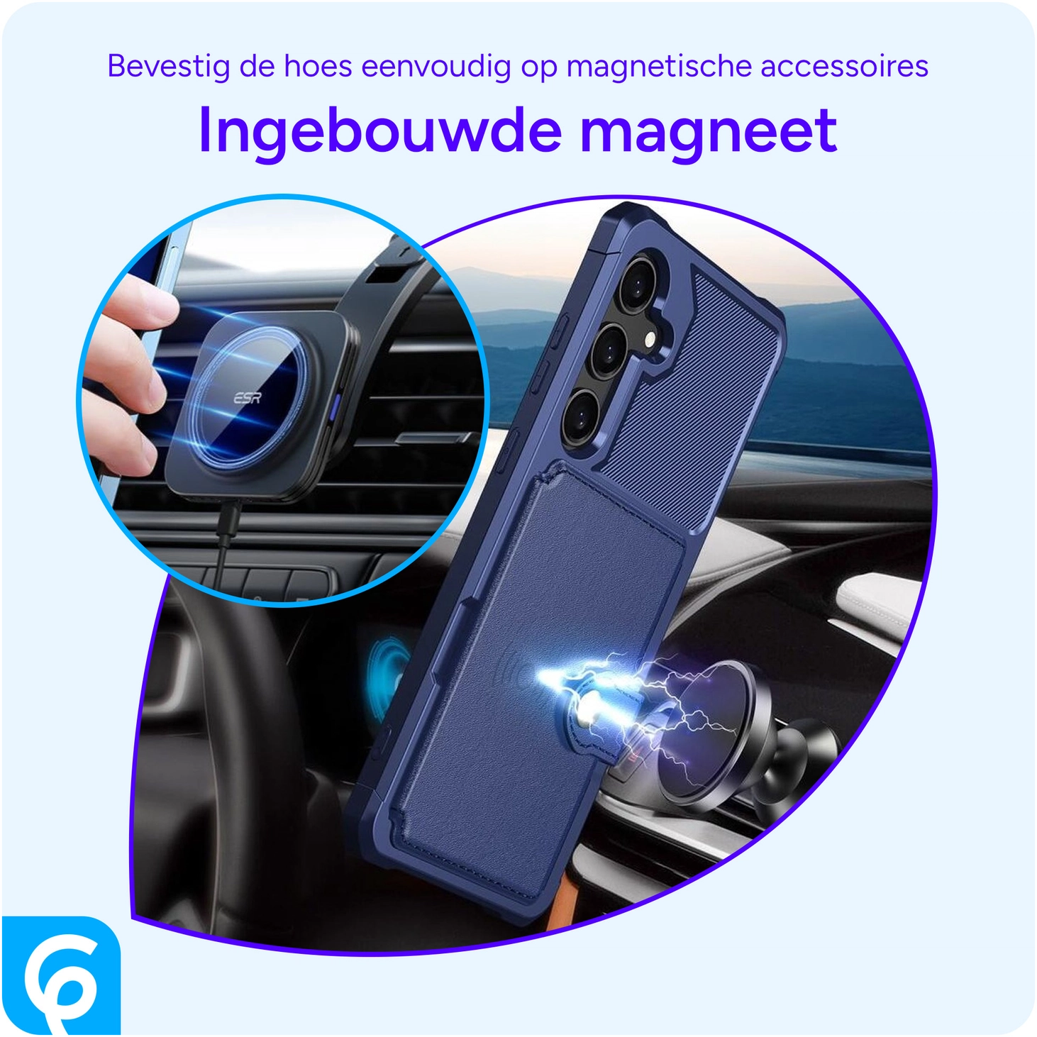 Samsung Galaxy S24 3 in 1 Back Cover Portemonnee Hoesje Blauw afbeelding 9