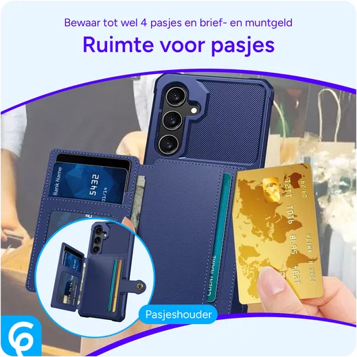 Samsung Galaxy S24 3 in 1 Back Cover Portemonnee Hoesje Blauw afbeelding 3