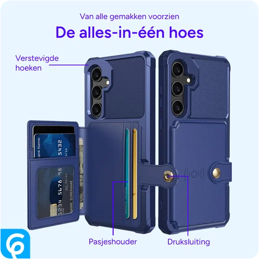 Samsung Galaxy S24 3 in 1 Back Cover Portemonnee Hoesje Blauw afbeelding 8