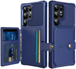 Samsung Galaxy S24 Ultra 3 in 1 Back Cover Portemonnee Hoesje Blauw afbeelding