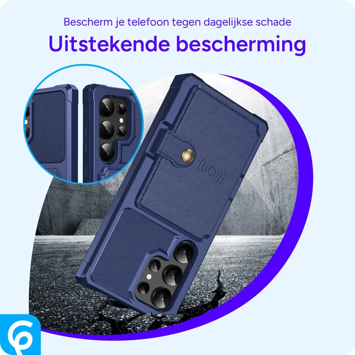 Samsung Galaxy S24 Ultra 3 in 1 Back Cover Portemonnee Hoesje Blauw afbeelding 5