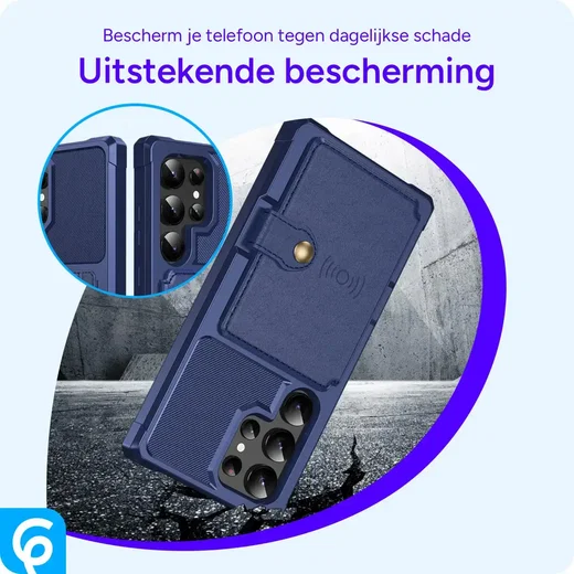 Samsung Galaxy S24 Ultra 3 in 1 Back Cover Portemonnee Hoesje Blauw afbeelding 5