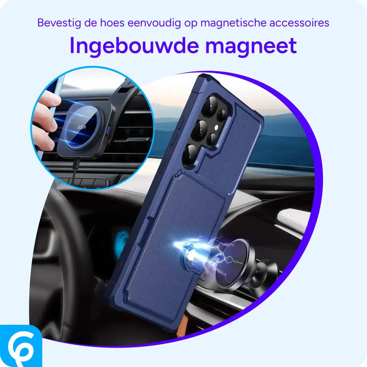 Samsung Galaxy S24 Ultra 3 in 1 Back Cover Portemonnee Hoesje Blauw afbeelding 9