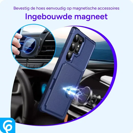 Samsung Galaxy S24 Ultra 3 in 1 Back Cover Portemonnee Hoesje Blauw afbeelding 9