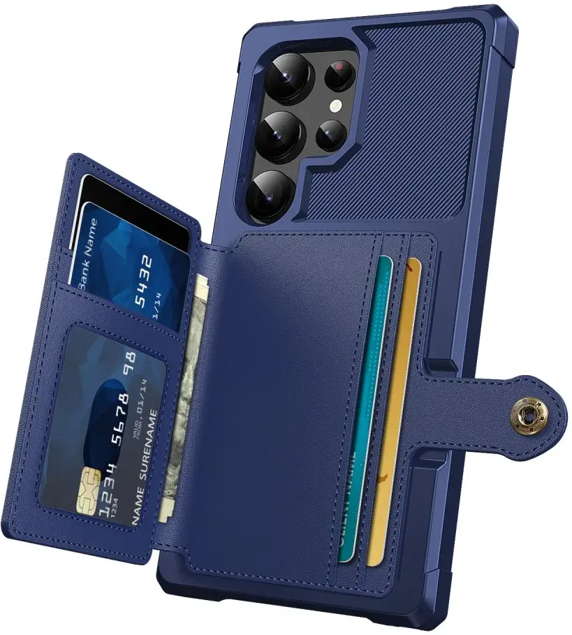 Samsung Galaxy S24 Ultra 3 in 1 Back Cover Portemonnee Hoesje Blauw afbeelding 2