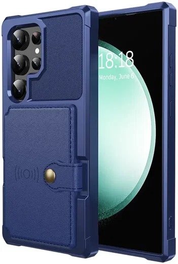 Samsung Galaxy S24 Ultra 3 in 1 Back Cover Portemonnee Hoesje Blauw afbeelding 10