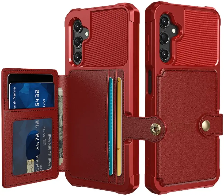 Samsung Galaxy A15 3 in 1 Back Cover Portemonnee Hoesje Rood afbeelding 1