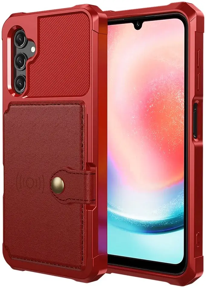 Samsung Galaxy A15 3 in 1 Back Cover Portemonnee Hoesje Rood afbeelding 2