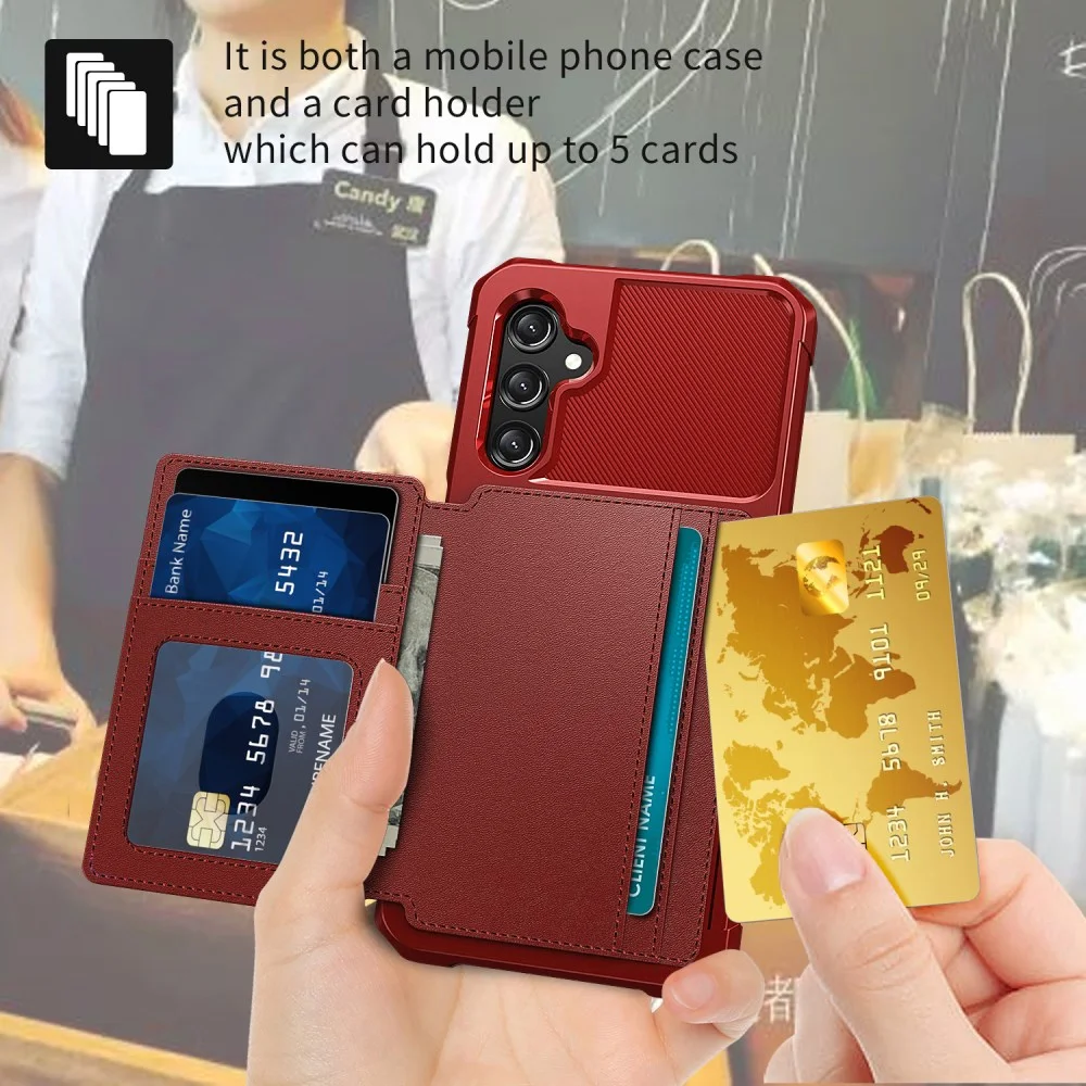 Samsung Galaxy A15 3 in 1 Back Cover Portemonnee Hoesje Rood afbeelding 5