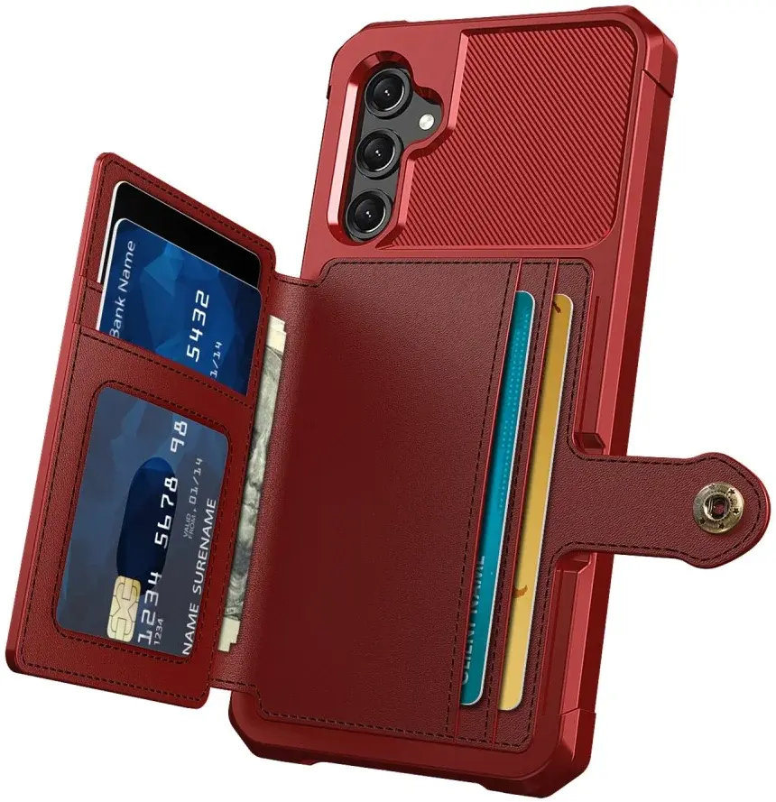 Samsung Galaxy A15 3 in 1 Back Cover Portemonnee Hoesje Rood afbeelding 3