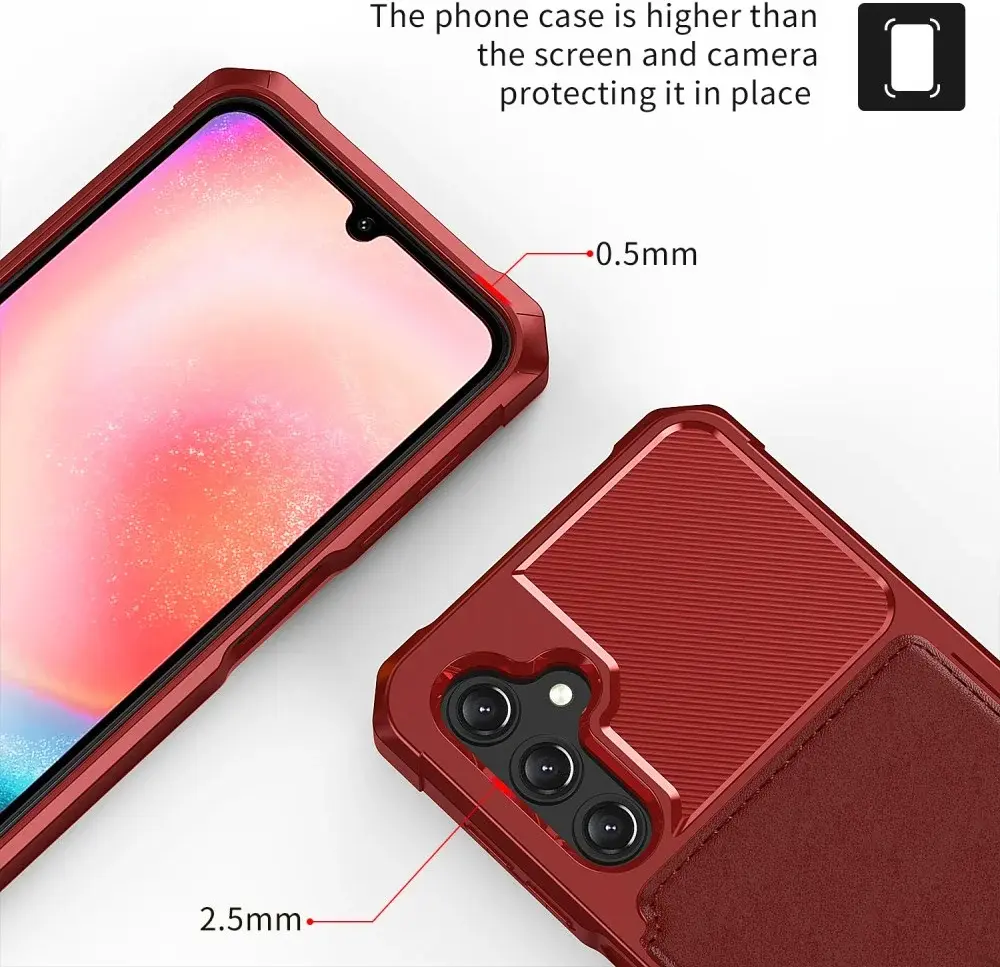 Samsung Galaxy A15 3 in 1 Back Cover Portemonnee Hoesje Rood afbeelding 8