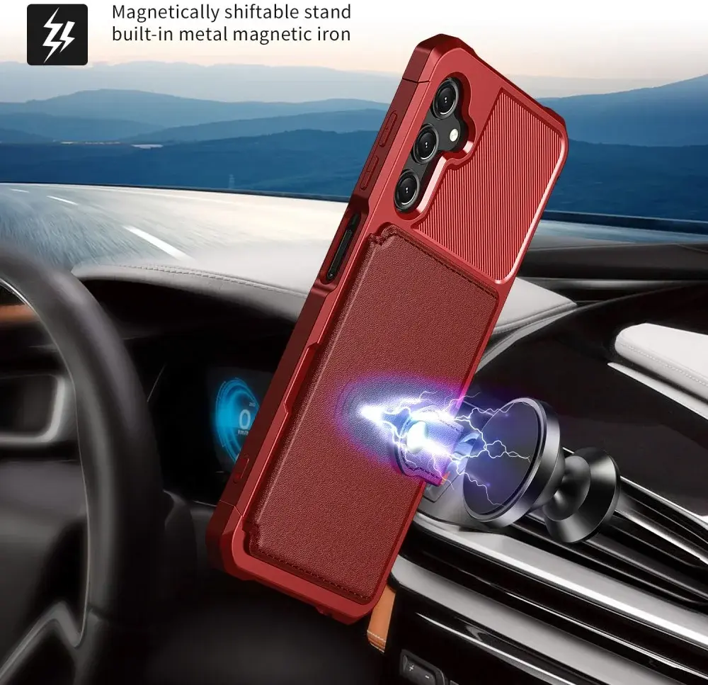 Samsung Galaxy A15 3 in 1 Back Cover Portemonnee Hoesje Rood afbeelding 9