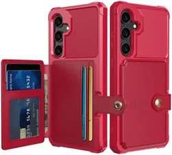 Samsung Galaxy S24 Plus 3 in 1 Back Cover Portemonnee Hoesje Rood afbeelding