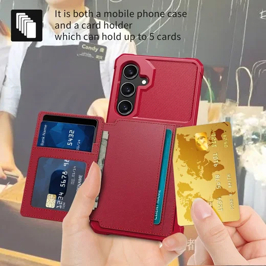 Samsung Galaxy S24 Plus 3 in 1 Back Cover Portemonnee Hoesje Rood afbeelding 3