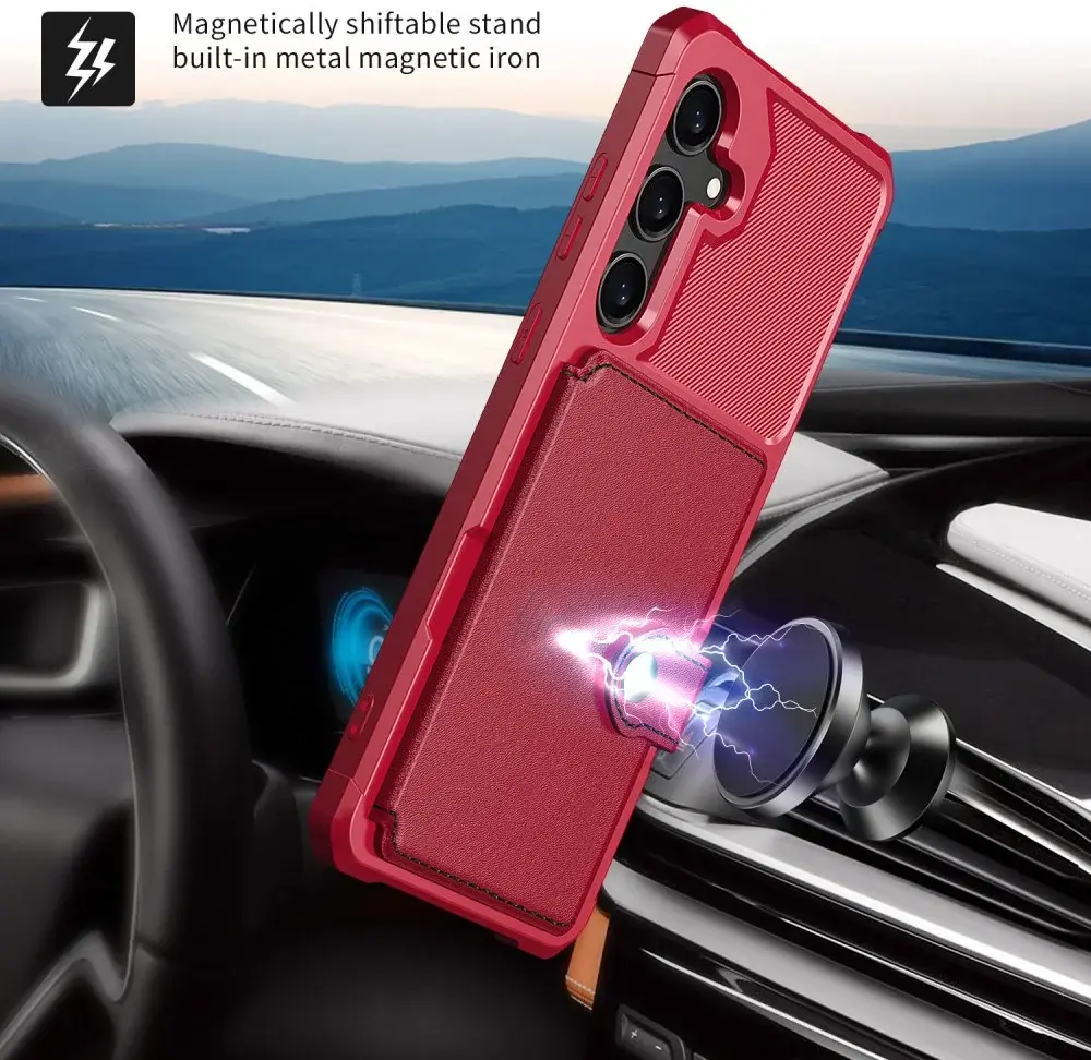 Samsung Galaxy S24 Plus 3 in 1 Back Cover Portemonnee Hoesje Rood afbeelding 6