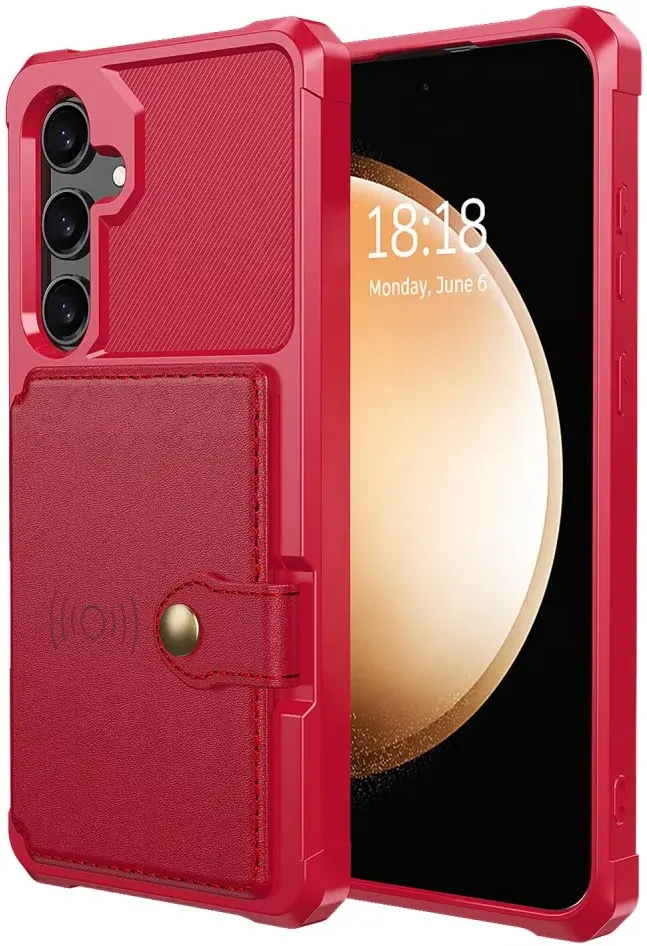 Samsung Galaxy S24 Plus 3 in 1 Back Cover Portemonnee Hoesje Rood afbeelding 9