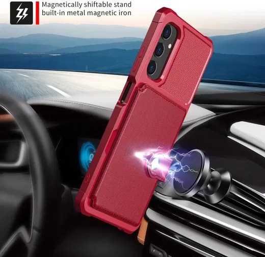 Samsung Galaxy A05s 3 in 1 Back Cover Portemonnee Hoesje Rood afbeelding 4