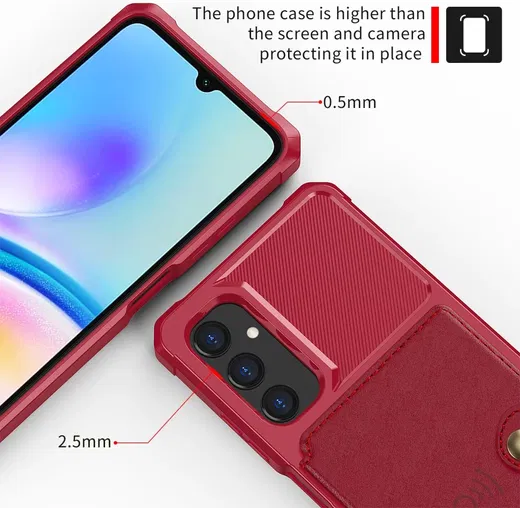 Samsung Galaxy A05s 3 in 1 Back Cover Portemonnee Hoesje Rood afbeelding 6