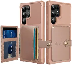 Samsung Galaxy S24 Ultra 3 in 1 Back Cover Portemonnee Hoesje Roze afbeelding