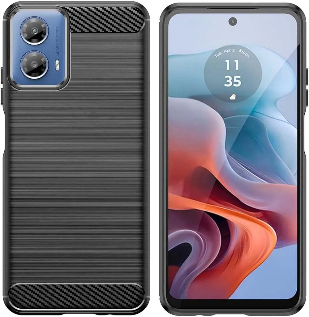 Motorola Moto G34 Hoesje Geborsteld TPU Flexibele Back Cover Zwart afbeelding 2