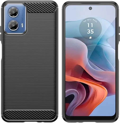 Motorola Moto G34 Hoesje Geborsteld TPU Flexibele Back Cover Zwart afbeelding 2