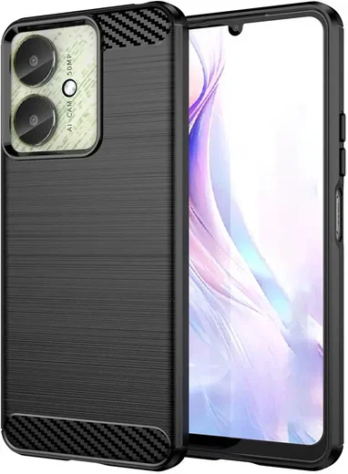 Xiaomi Redmi 13 4G / Poco M6 Hoesje Geborsteld TPU Flexibele Back Cover Zwart afbeelding 1