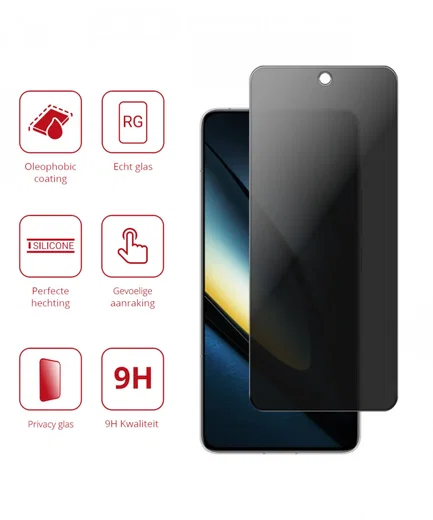 Rosso Xiaomi Poco F6 Pro 9H Tempered Glass Screen Protector Privacy afbeelding 2