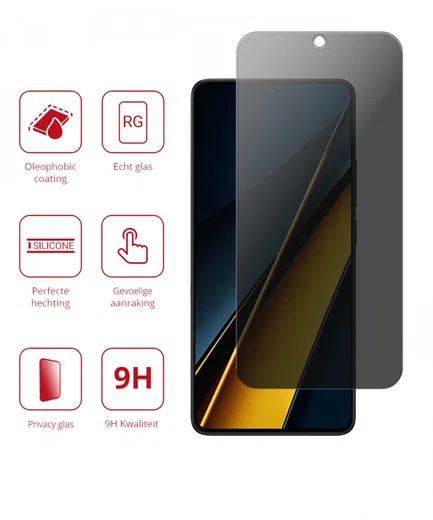 Rosso Xiaomi Poco X6 Pro 9H Tempered Glass Screen Protector Privacy afbeelding 2