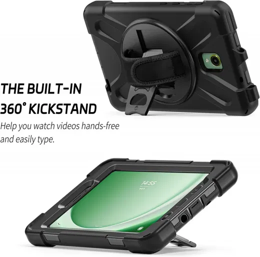 Samsung Galaxy Tab Active 5 Hoes met Kickstand en Handriem Zwart afbeelding 4