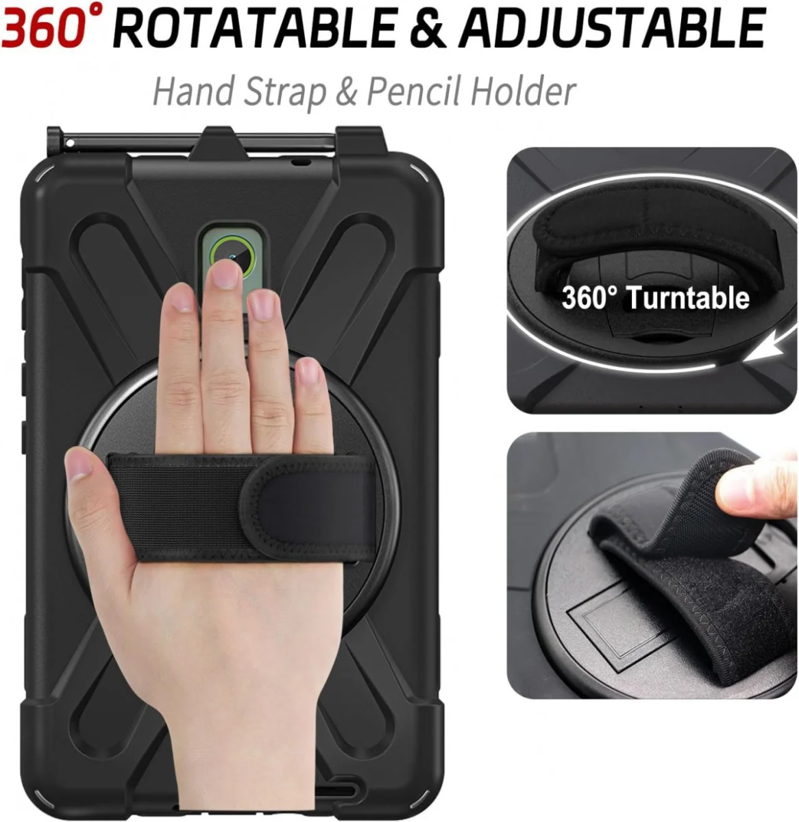 Samsung Galaxy Tab Active 5 Hoes met Kickstand en Handriem Zwart afbeelding 6