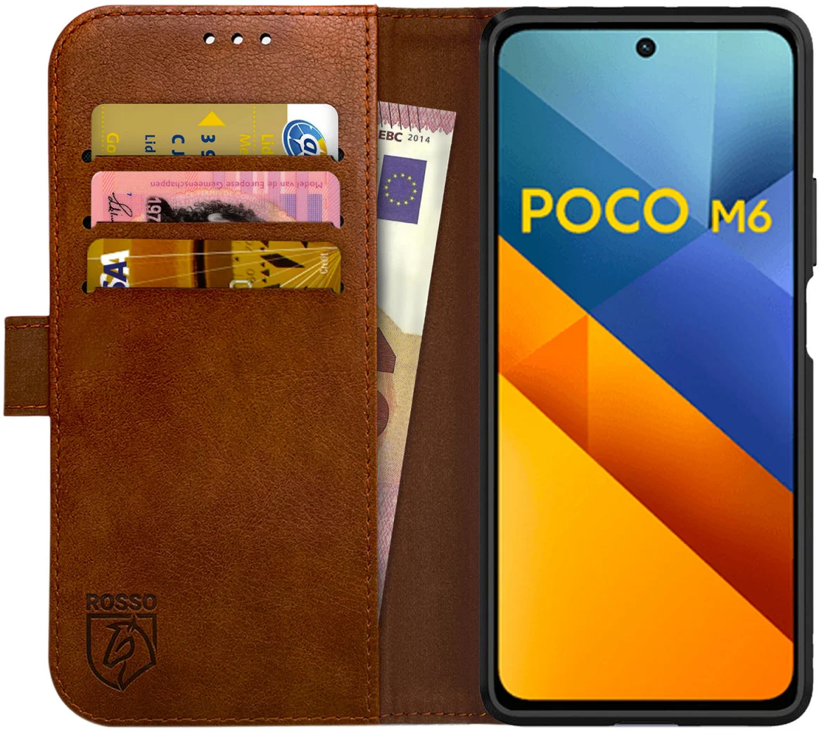 Rosso Element Xiaomi Redmi 13 4G / Poco M6 Hoesje Book Case Wallet Bruin afbeelding 1