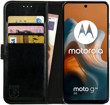 Rosso Element Motorola Moto G34 Hoesje Book Case Wallet Zwart