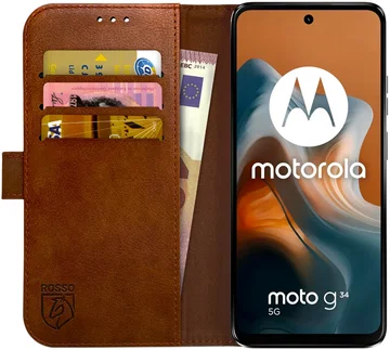 Rosso Element Motorola Moto G34 Hoesje Book Case Wallet Bruin