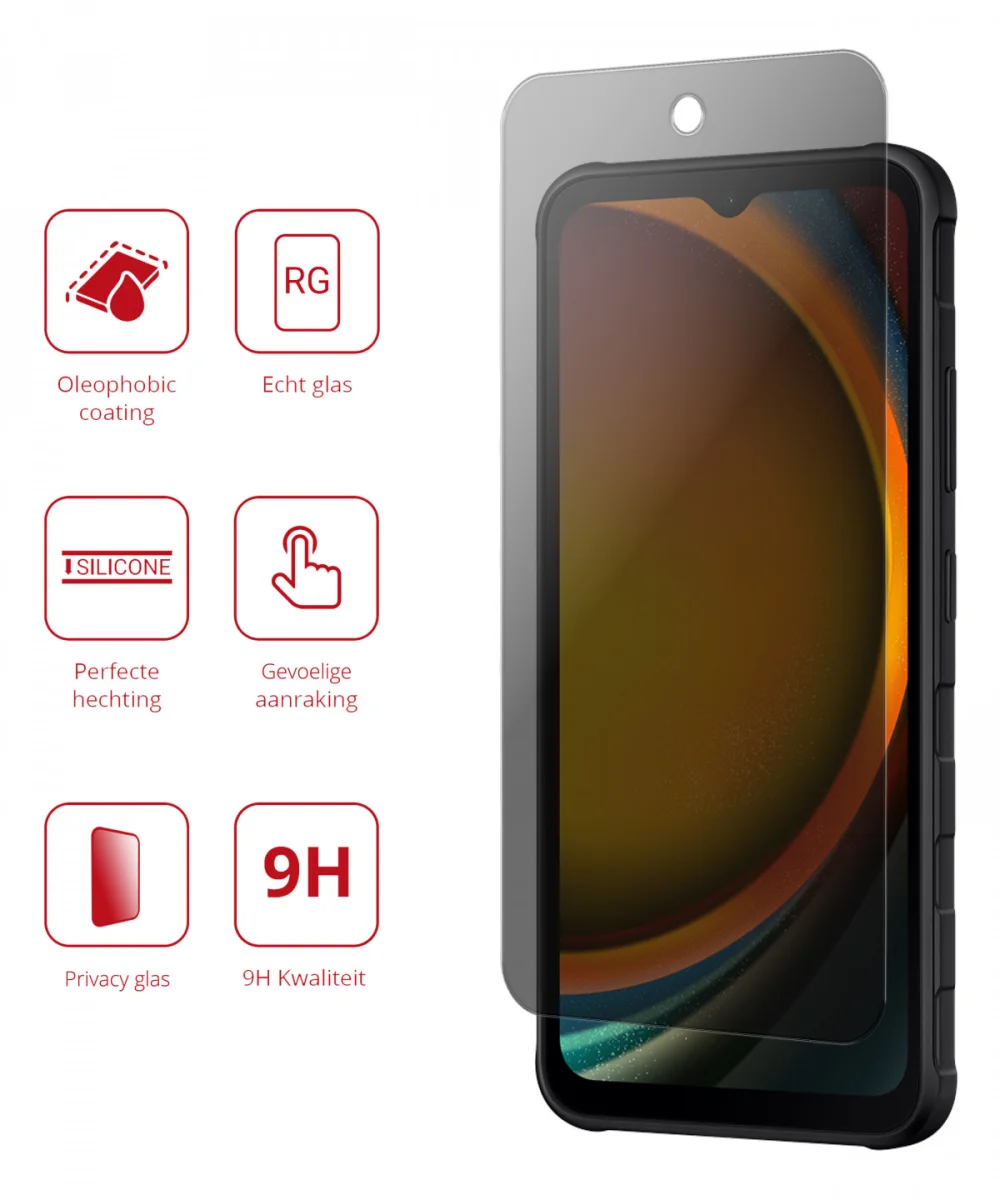 Rosso Samsung Galaxy Xcover 7 9H Tempered Glass Protector Privacy afbeelding 2
