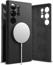 Ringke Silicone Samsung Galaxy S24 Ultra Hoesje MagSafe Zwart afbeelding