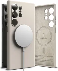 Ringke Silicone Samsung Galaxy S24 Ultra Hoesje MagSafe Beige afbeelding