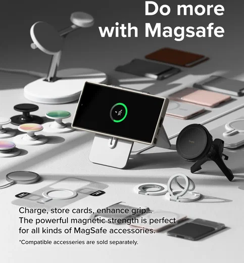 Ringke Silicone Samsung Galaxy S24 Ultra Hoesje MagSafe Beige afbeelding 3