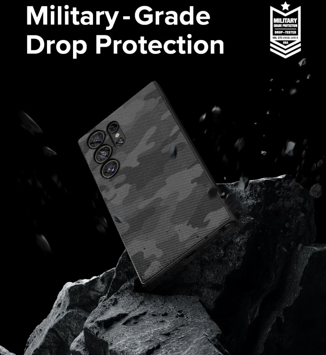Ringke Onyx Samsung Galaxy S24 Ultra Hoesje TPU Back Cover Camo Zwart afbeelding 3