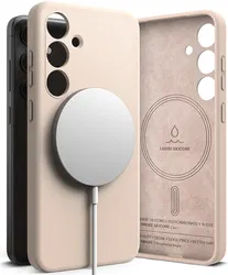 Ringke Silicone Samsung Galaxy S24 Hoesje MagSafe Back Cover Roze afbeelding