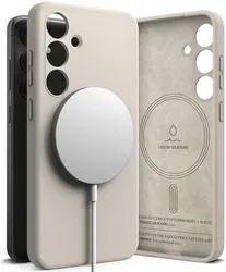 Ringke Silicone Samsung Galaxy S24 Hoesje MagSafe Back Cover Beige afbeelding