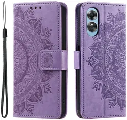 Oppo A78 4G Hoesje Mandala Book Case met Pasjeshouder Paars afbeelding