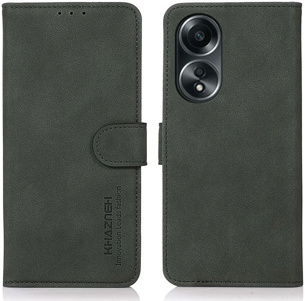 KHAZNEH Oppo A58 4G Hoesje Retro Wallet Book Case Groen afbeelding 2