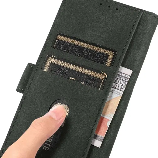 KHAZNEH Oppo A58 4G Hoesje Retro Wallet Book Case Groen afbeelding 4