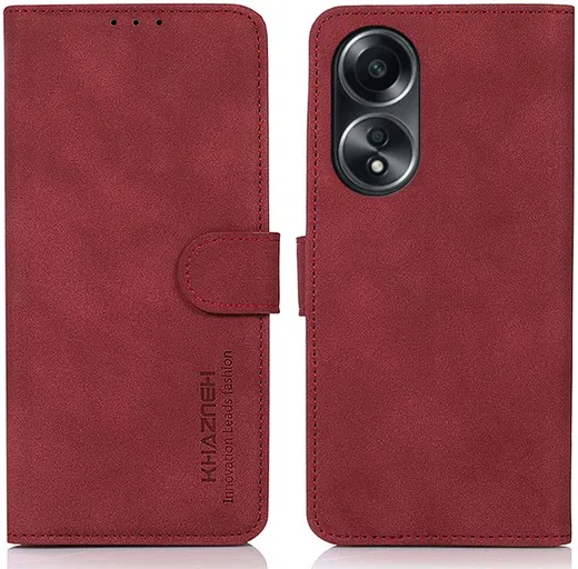 KHAZNEH Oppo A58 4G Hoesje Retro Wallet Book Case Rood afbeelding 2