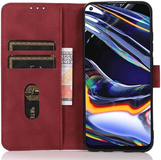 KHAZNEH Oppo A58 4G Hoesje Retro Wallet Book Case Rood afbeelding 1