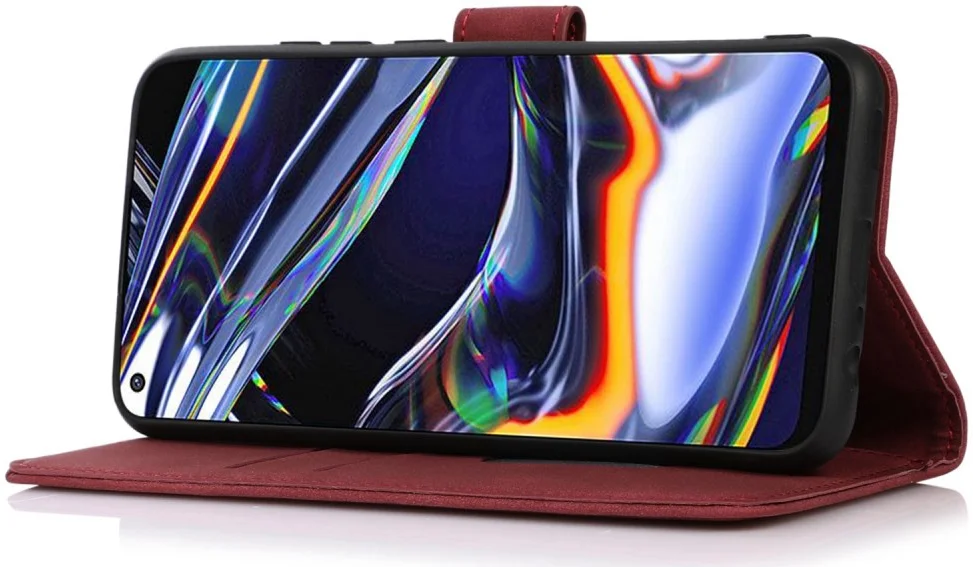 KHAZNEH Oppo A58 4G Hoesje Retro Wallet Book Case Rood afbeelding 3