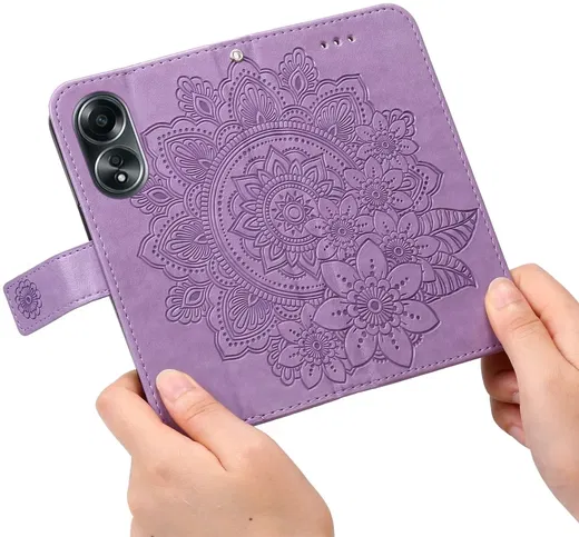 Oppo A58 4G Hoesje Bloemen Book Case met Pasjeshouder Paars afbeelding 12